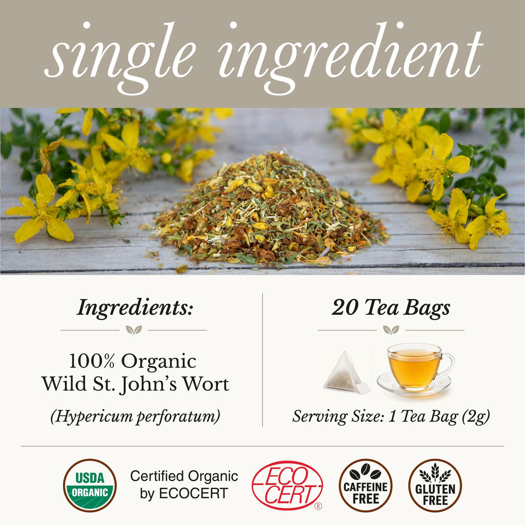 Wild Bliss Organic St Johns Wort Herbal Tea, Mood Balance, 20 Tea Bags