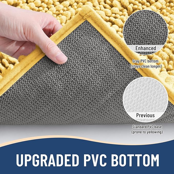 Arotive Luxury Chenille Bathroom Rug Mat, Extra Soft Thick Absorbent Shaggy Bath Rugs, Non-Slip Machine Wash Dry, Plush Bath Mats for Bathroom, Shower and Tub, 34x21, Yellow