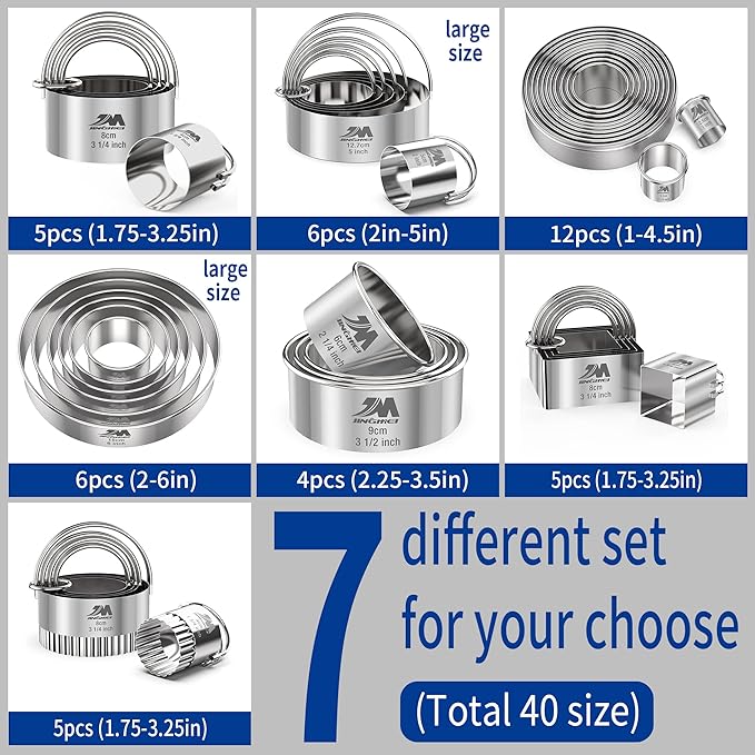 Round Cookie Biscuit Cutter Set 12 Pieces Graduated Circle Pastry Cutters 18/8 Stainless Steel Cookie Cutters1inch - 4 1/2inch Donut Cutter Ring Molds GIFT Package