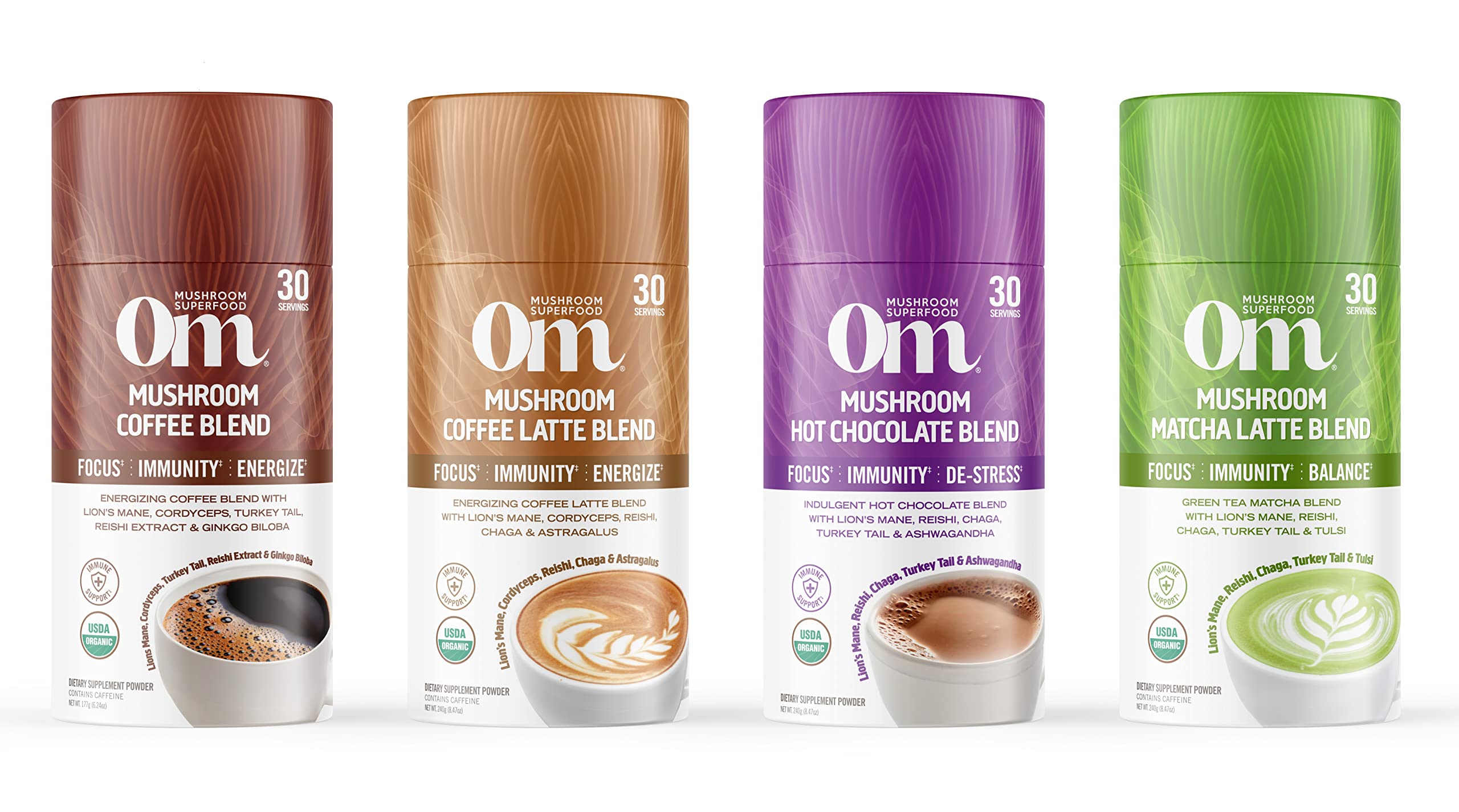 OM MUSHROOM SUPERFOOD Morning Energy Blend – Caffeine-Free Powder with Cordyceps, Lion’s Mane, Rhodiola & Vitamin D2 – Supports Energy, Focus & Endurance – 8.47 oz Canister (30 Servings)