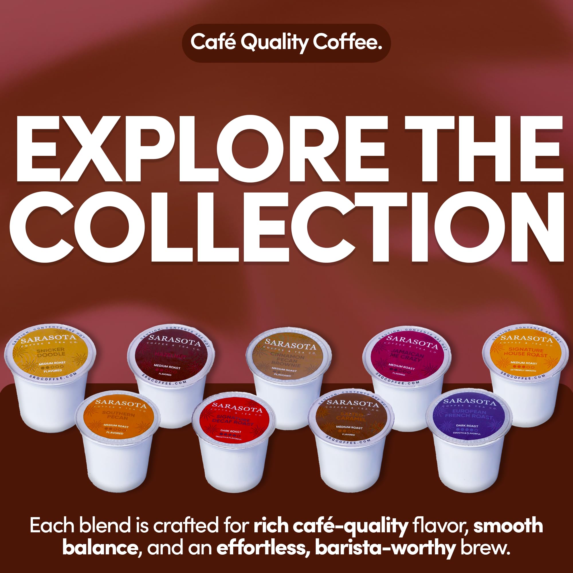 Sarasota K-Cup Coffee Pods | Medium Roast Flavored Coffee | Hazelnut | Single Serve for Keurig Brewers | Gourmet, Low Acid, Mold Free | 24 Count