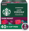 Starbucks K-Cup Coffee Pods, Dark Roast, Caffè Verona for Keurig Brewers, 100% Arabica, 1 Box (40 Pods)