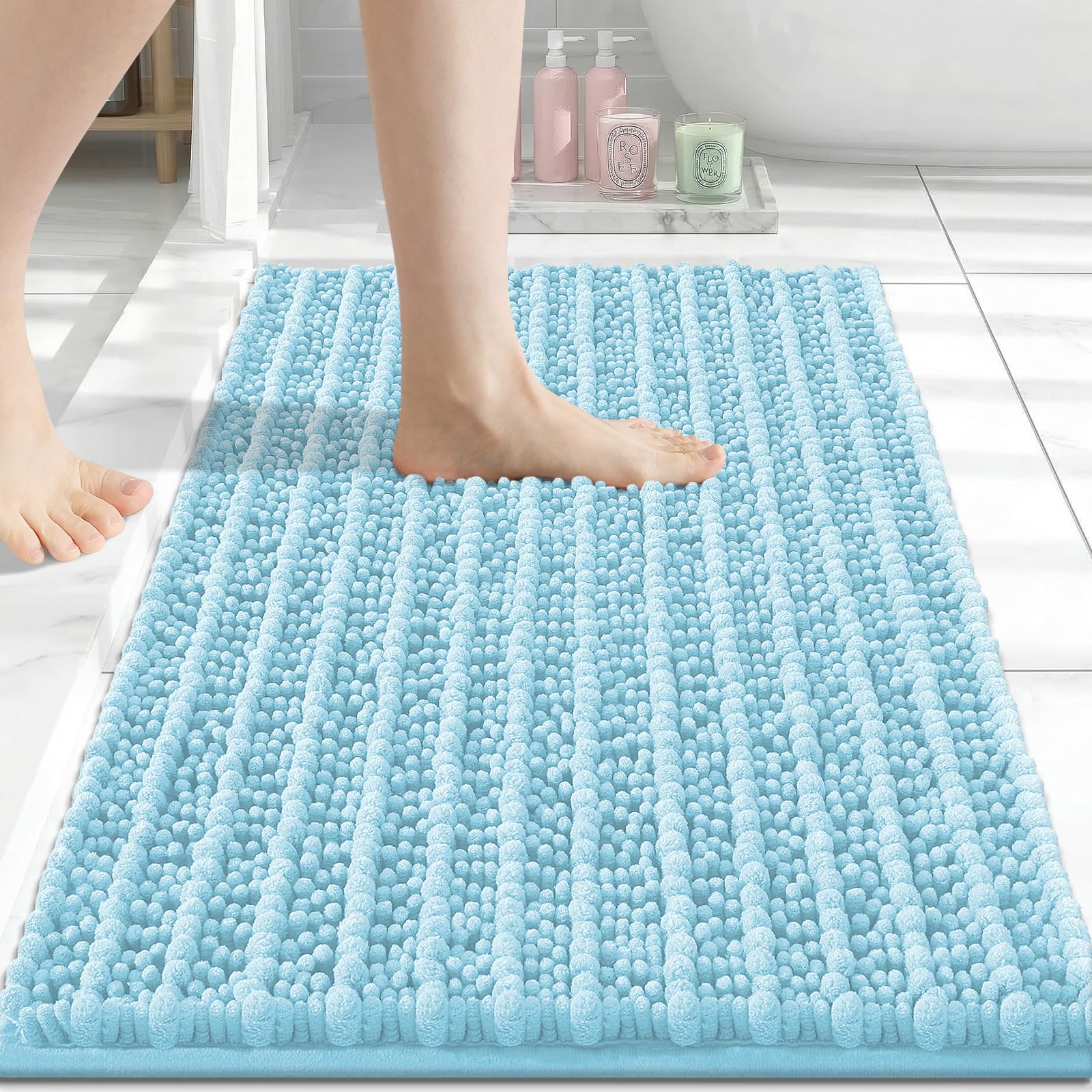 Arotive Bathroom Rugs Mat 24x16, Soft Absorbent Chenille Shaggy Bath Mat