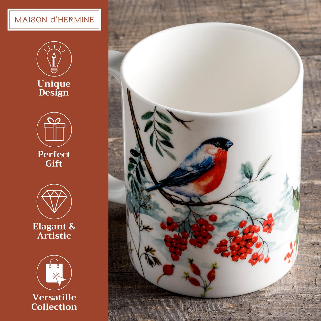 Maison d' Hermine Coffee Mug with Handles Tea Cups (15 Ounce, Pack of 1)