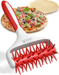 Orblue Pizza Dough Docker, Pastry Roller with Spikes, Pizza Docking Tool for Home & Commercial Kitchen - Pizza Making Accessories that Prevent Dough from Blistering, Red