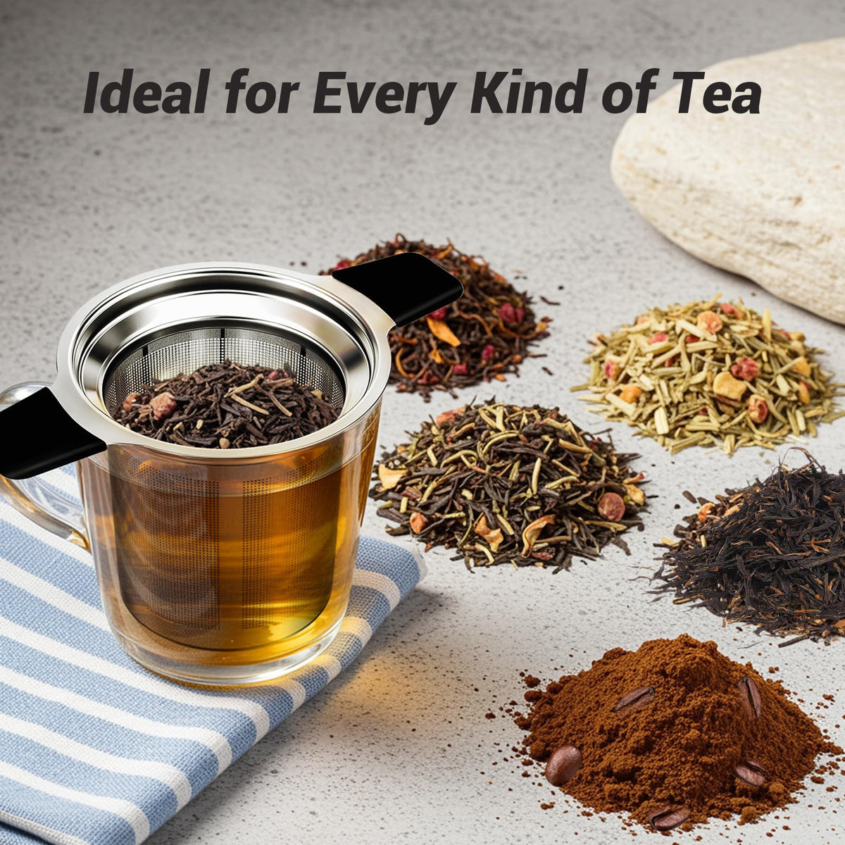Tifanso Fine Mesh Stainless Steel Reusable Tea Infuser with Double Handles