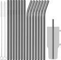 Tomorotec 40oz Straws, 14PCS Stainless Steel Replacement Straws for Stanley 40oz Adventure Quencher Travel Tumblers with Cleaning Brushes 2PCS, Food-Grade, Dishwasher Safe for Smoothies (Black)