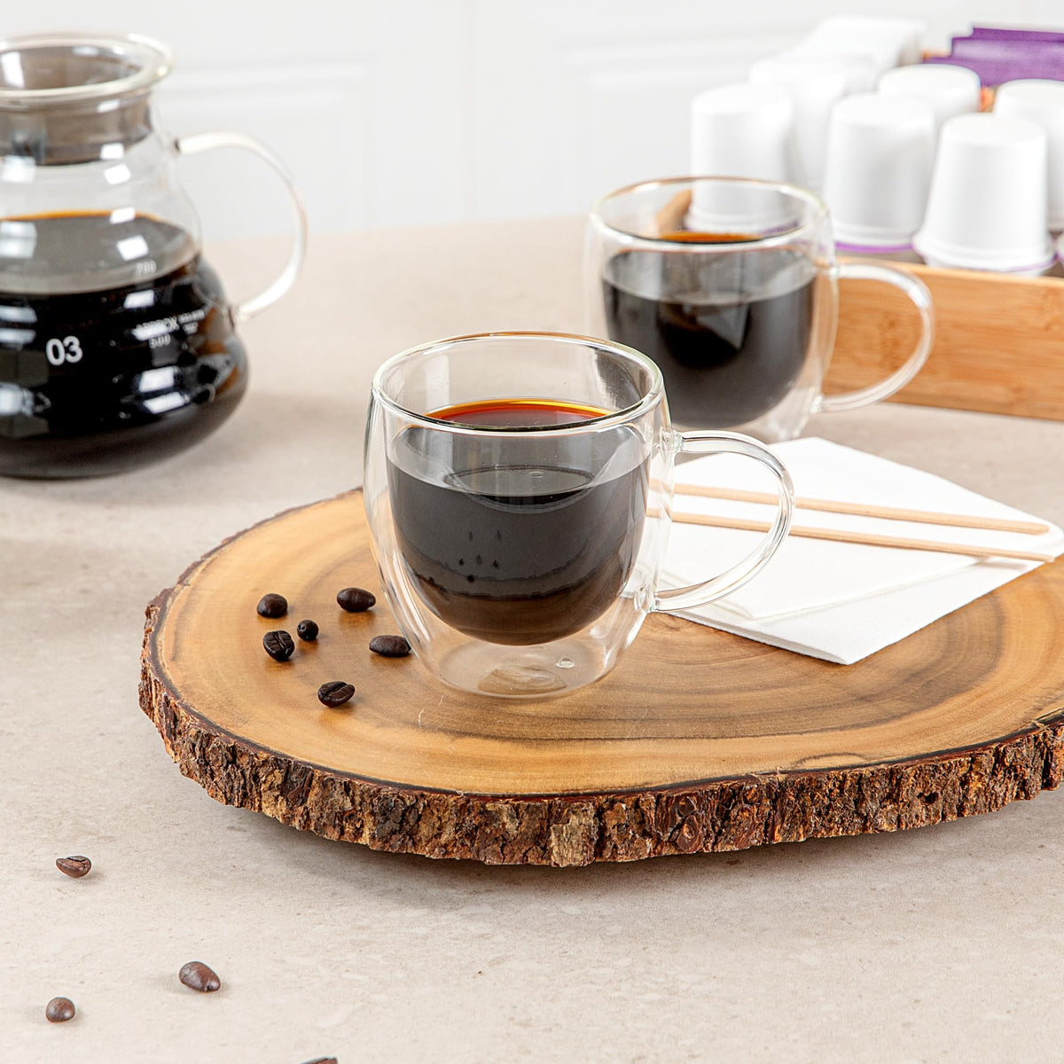 Restaurantware 8 oz Professional Glass Coffee Cup, 2 Pack