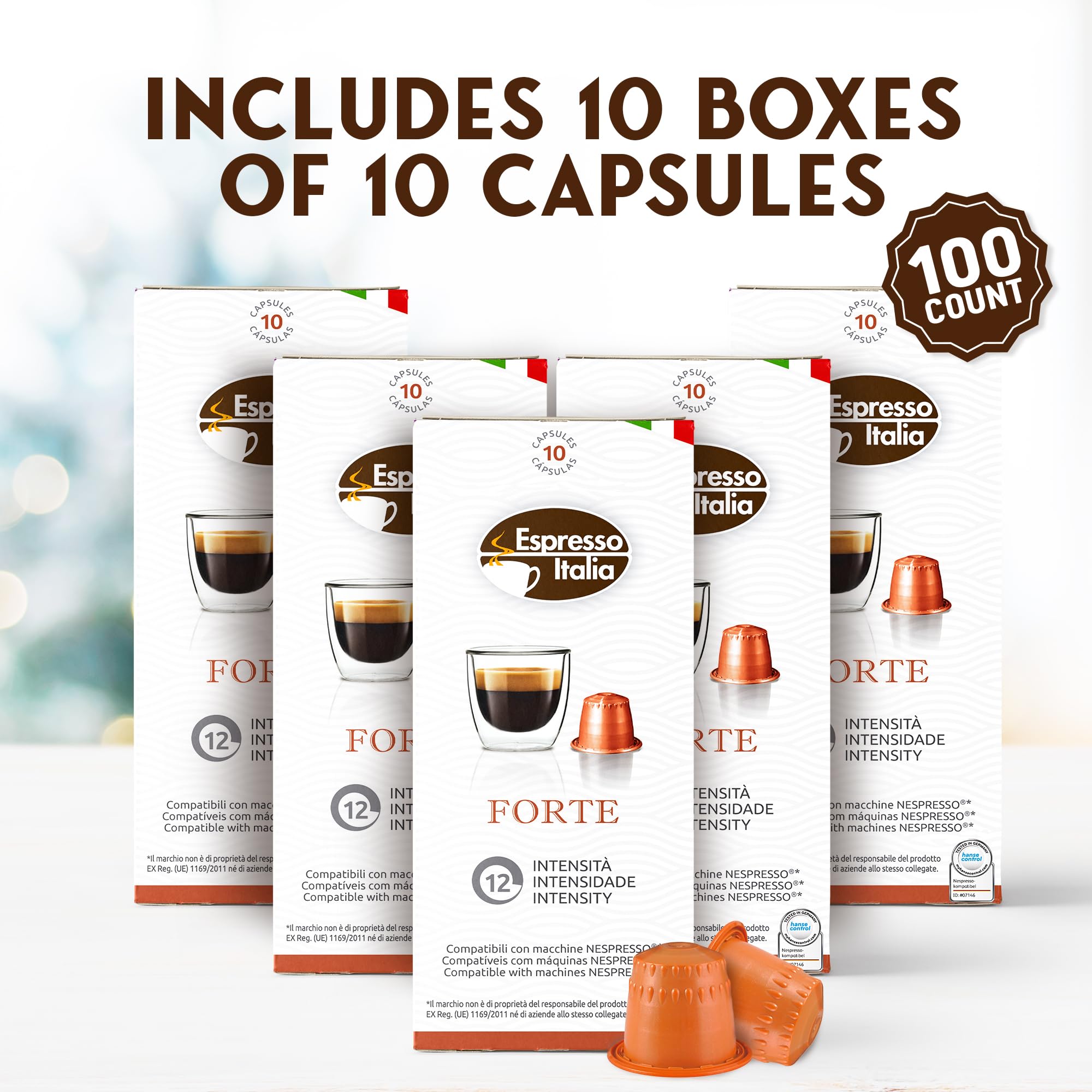 Nespresso Compatible Coffee Pods 100ct Dark Roast Forte | Espresso Italia