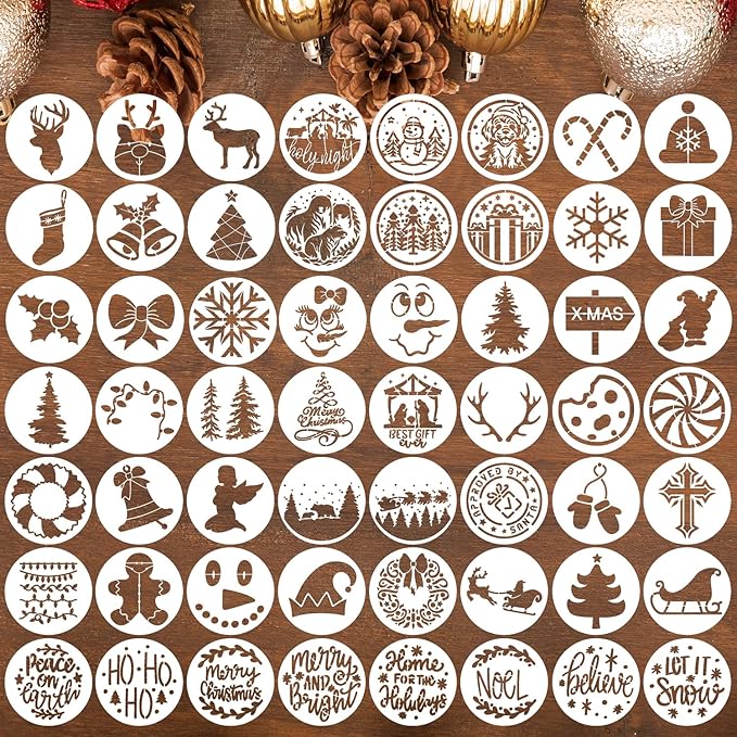 Christmas Stencils for Crafts Reusable 3" Small Holiday Stencils
