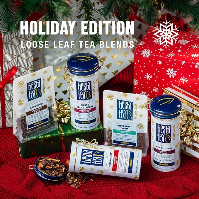Tiesta Tea - Sexy Hot Christmas Tea, Loose Leaf, Cocoa Chili Black, Premium High Caffeinated Blend, Spicy Black, Make Hot or Iced, Brews Up to 25 Cups, 2 Ounce Resealable Bulk Pouch
