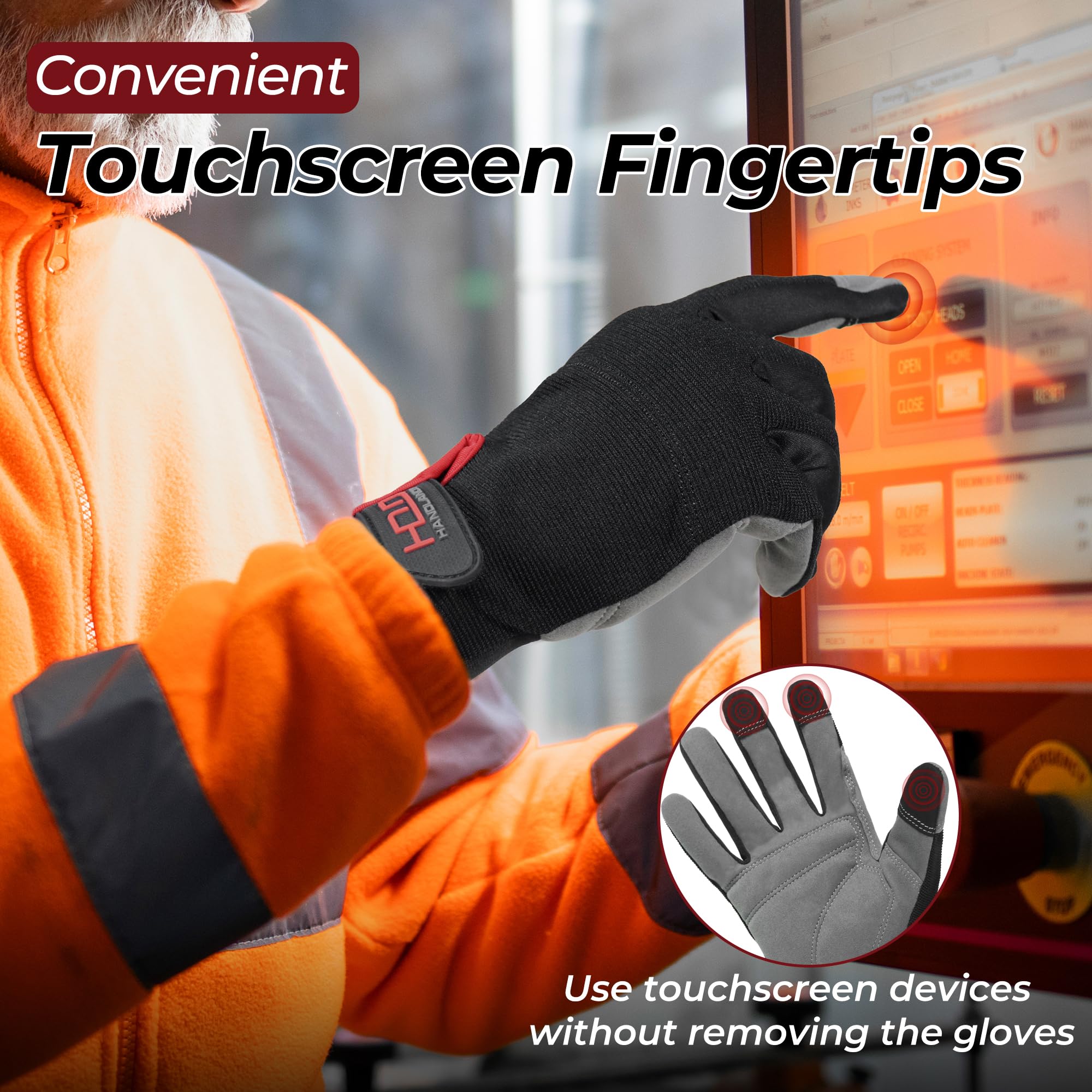 HANDLANDY Work Gloves for Men & Women, Utility Mechanic Working Gloves Touch Screen, Flexible Breathable Gardening Gloves for Yard Maintenance (Medium, 1 Pair)