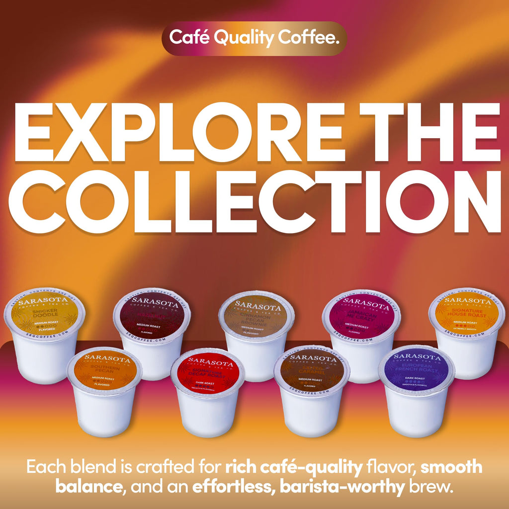 Sarasota K-Cup Coffee Pods | Medium Roast Flavored Coffee | Flavored Variety K Cups | Single Serve for Keurig Brewers | Gourmet, Low Acid, Mold Free | 24 Count