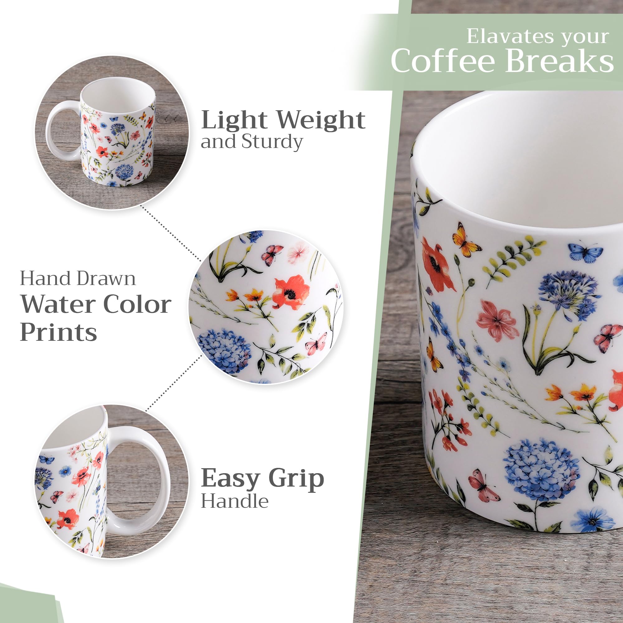 Maison d' Hermine Coffee Mug with Handles Tea Cups (15 Ounce, Pack of 1)