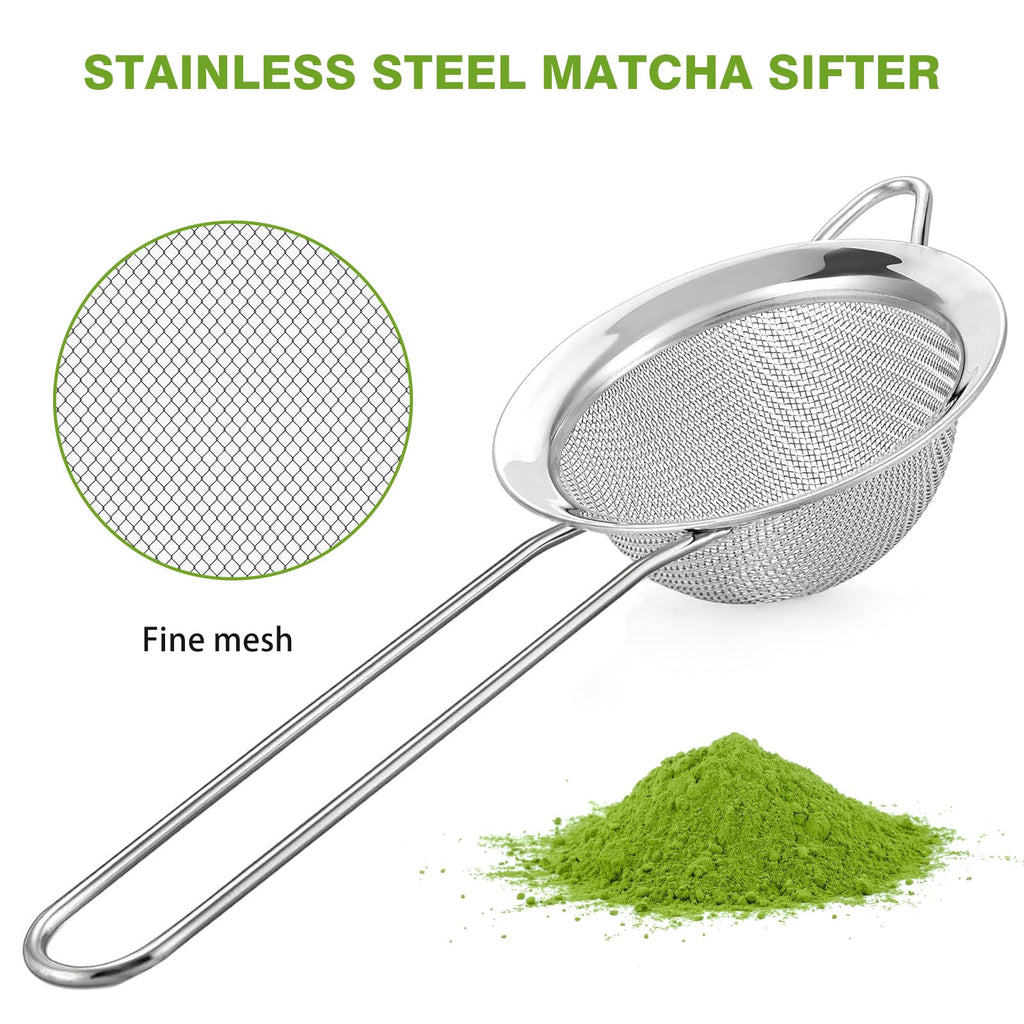 Matcha Whisk Set - Premium Complete Ceremonial Grade Matcha Set with Bamboo Whisk, Matcha Bowl with Spout, Scoop, Sifter & Holder - Authentic Japanese Tea Kit for Traditional Tea Preparation