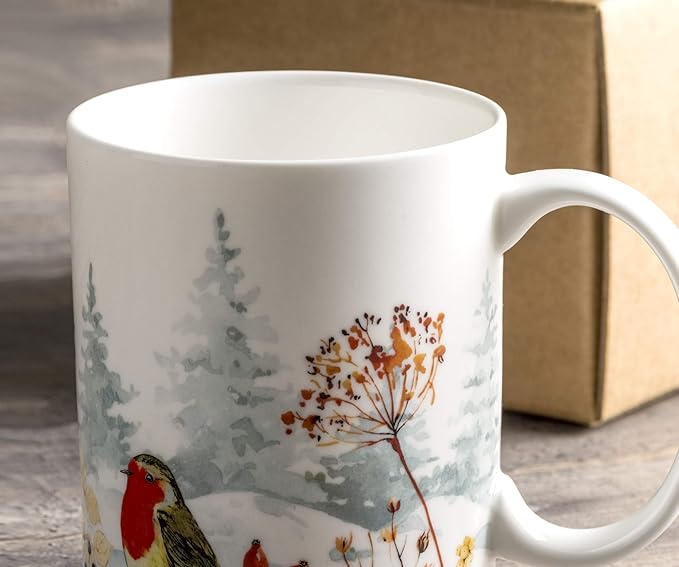 Maison d' Hermine Coffee Mug with Handles Fine Bone China Mugs Pack of One Tea Cups for Hot Beverages Cappuccino Latte Home Restaurant Office Perfect for Gift (Morzine - Chamonix, 12 Ounce)