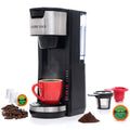 Mixpresso Black Single Serve Coffee Brewer K-Cup Pods Compatible & Ground, 30 oz Compact Coffee Maker Single Serve With 5 Brew Sizes Up To 14 Oz, Fits Travel Mug, Adjustable Drip Tray