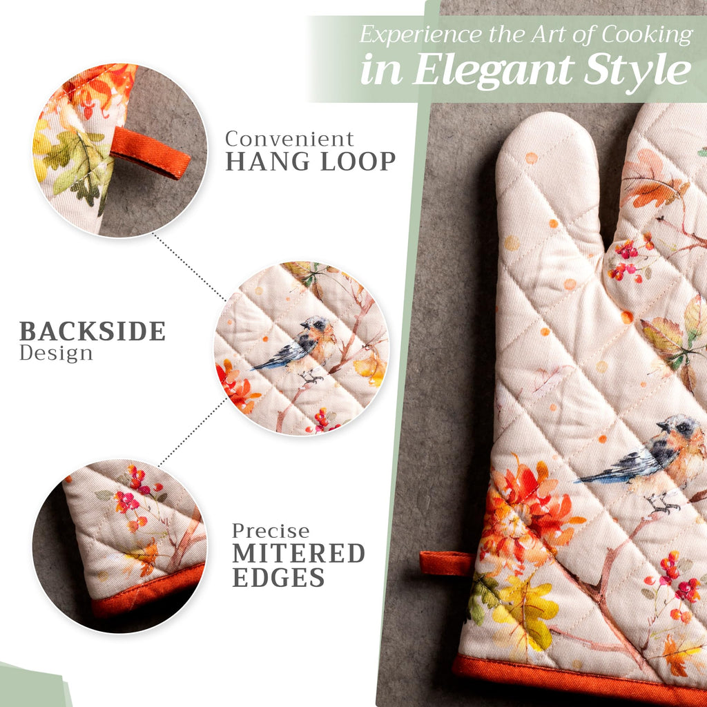 Maison d' Hermine 100% Cotton Oven Mitt & Pot Holder Set (7.5"x13" & 8"x8")