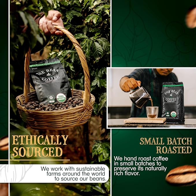 The Bean Organic Coffee Company Chocolate Macadamia Nut, Medium Roast, Whole Bean Coffee, 16-Ounce Bags (Pack of 2)
