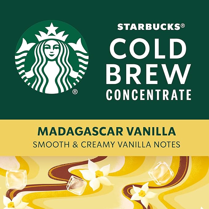 Starbucks Cold Brew Coffee Concentrate, Naturally Flavored Madagascar Vanilla, 100% Arabica, Multi-Serve Bottle (32 Fl Oz)