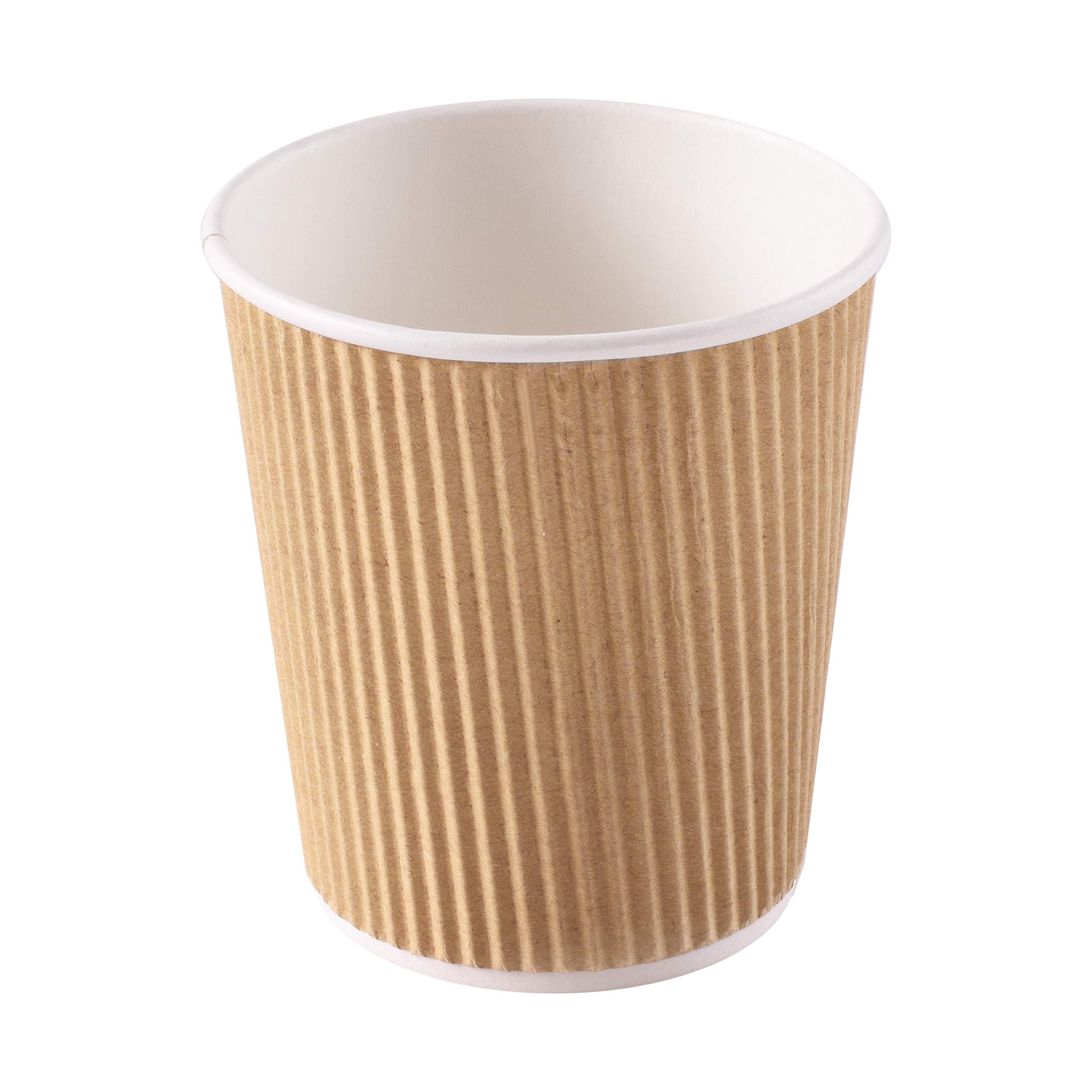 NYHI 150 4 oz Ripple Kraft Paper Cups Brown Hot Cold Cups 3 Layer Rippled Small Insulated Disposable Coffee Cups Perfect for Cappuccino Hot Cocoa or Iced Drinks