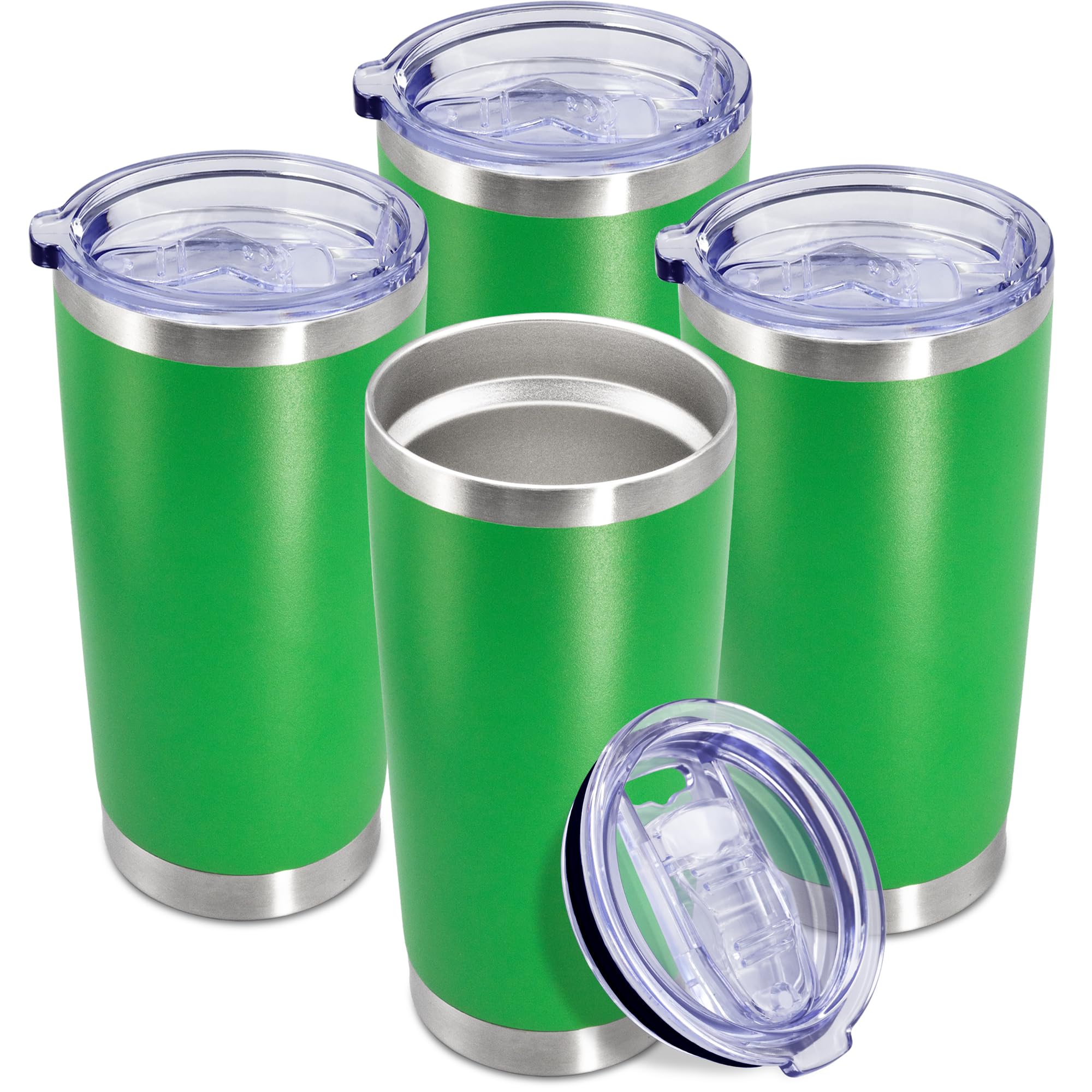 20oz Tumbler Insulated Coffee Tumblers with Lid Stainless Steel Green 4P
