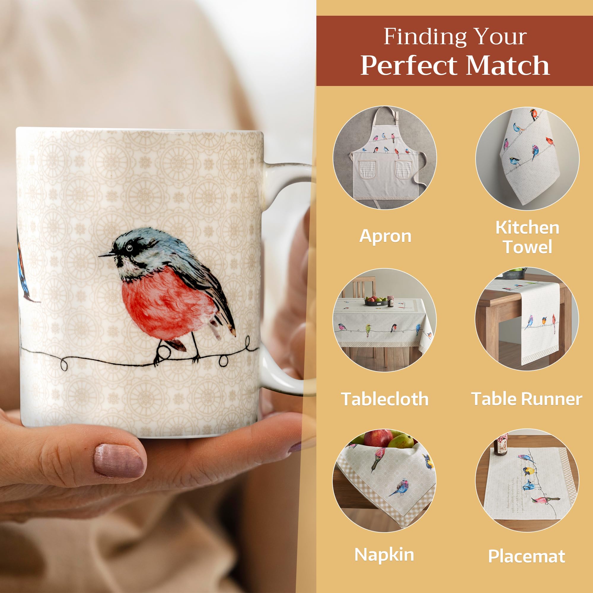 Maison d' Hermine Coffee Mug with Handles Tea Cups (15 Ounce, Pack of 1)