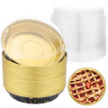 EUSOAR Disposable Ramekins, 50pcs 6 Inch Mini Pie Pans with Lids Muffins Liners Foil Baking Cups, 10oz Pans Cheesecake Container Flan Pie Tart Brownie Holders for Bakery Wedding Birthday Party