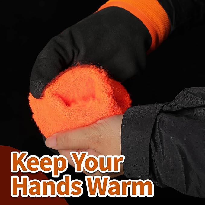 Schwer 2 Pairs FreezeGuard Winter Work Gloves, ANSI A2 Cut Resistant Freezer Gloves for Outdoor Cold Weather Keep Hands Warm, Waterproof Gloves for Shoveling Snow, Ice Fishing, M