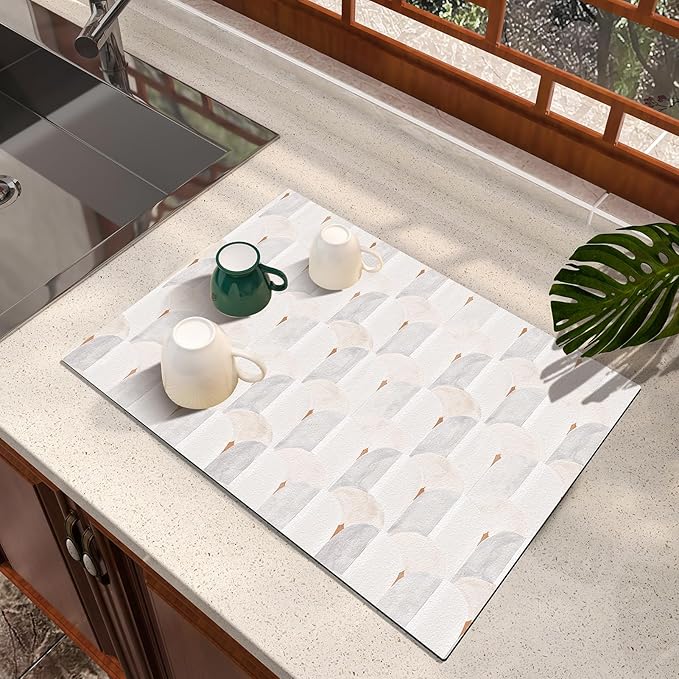 Artbloss Dish Drying Mat Absorbent Diatomite Tulip Coffee Mat, 16" x 24"