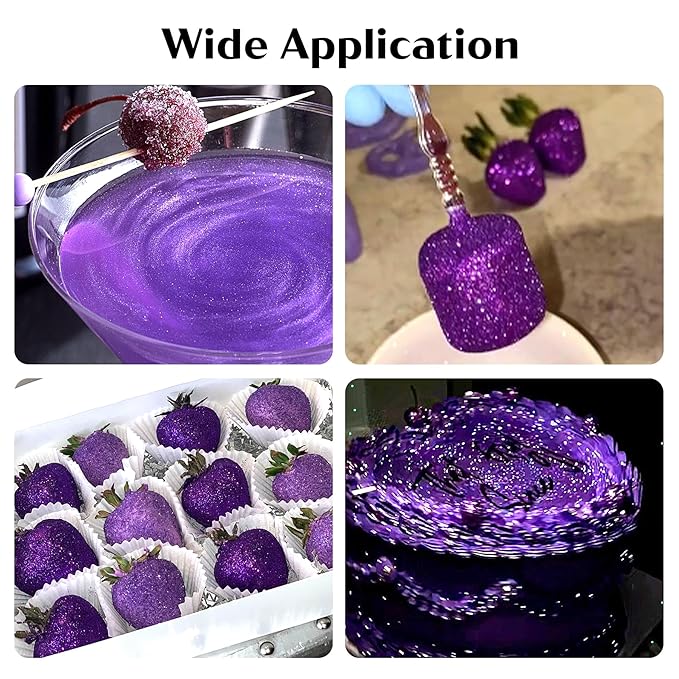 Purple Edible Glitter for Cocktails - 6g Purple Luster Dust Edible Drink Glitter Food Grade Metallic Shimmer Powder Sprinkles for Beverage Cake Chocolate Candy