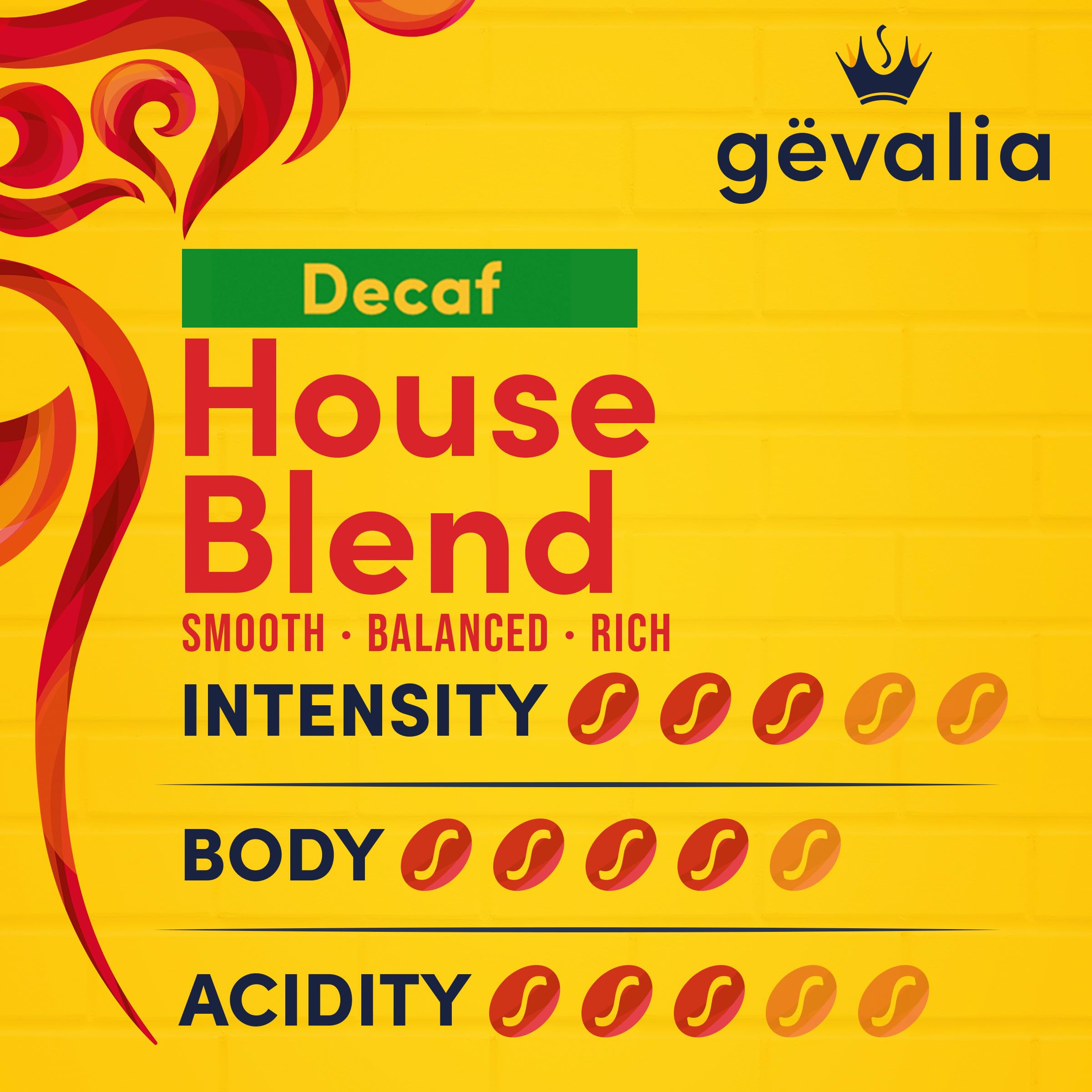 Gevalia Ground Coffee, House Blend Decaf Medium Roast, 12 oz Bag