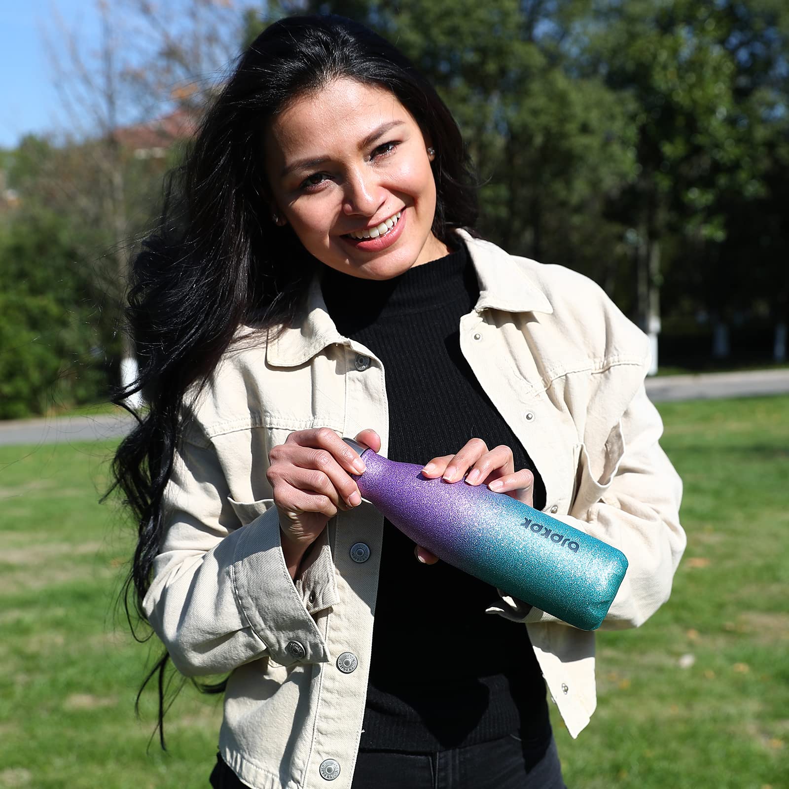 BJPKPK 17 oz Small Insulated Water Bottle, Stainless Steel, Leak Proof