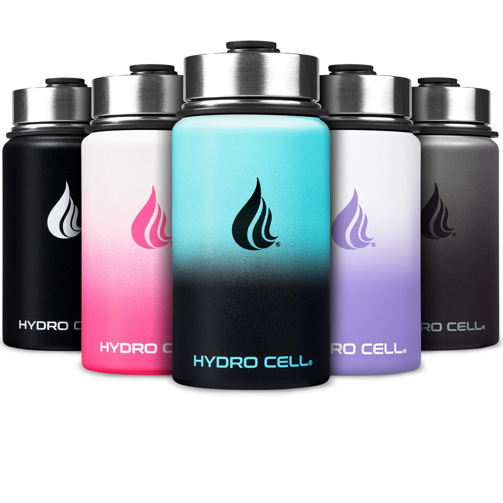 HYDRO CELL Stainless Steel Insulated Water Bottle with Straw - For Cold & Hot Drinks - Metal Vacuum Flask with Screw Cap and Modern Leakproof Sport Thermos for Adults (Teal/Black 14oz)