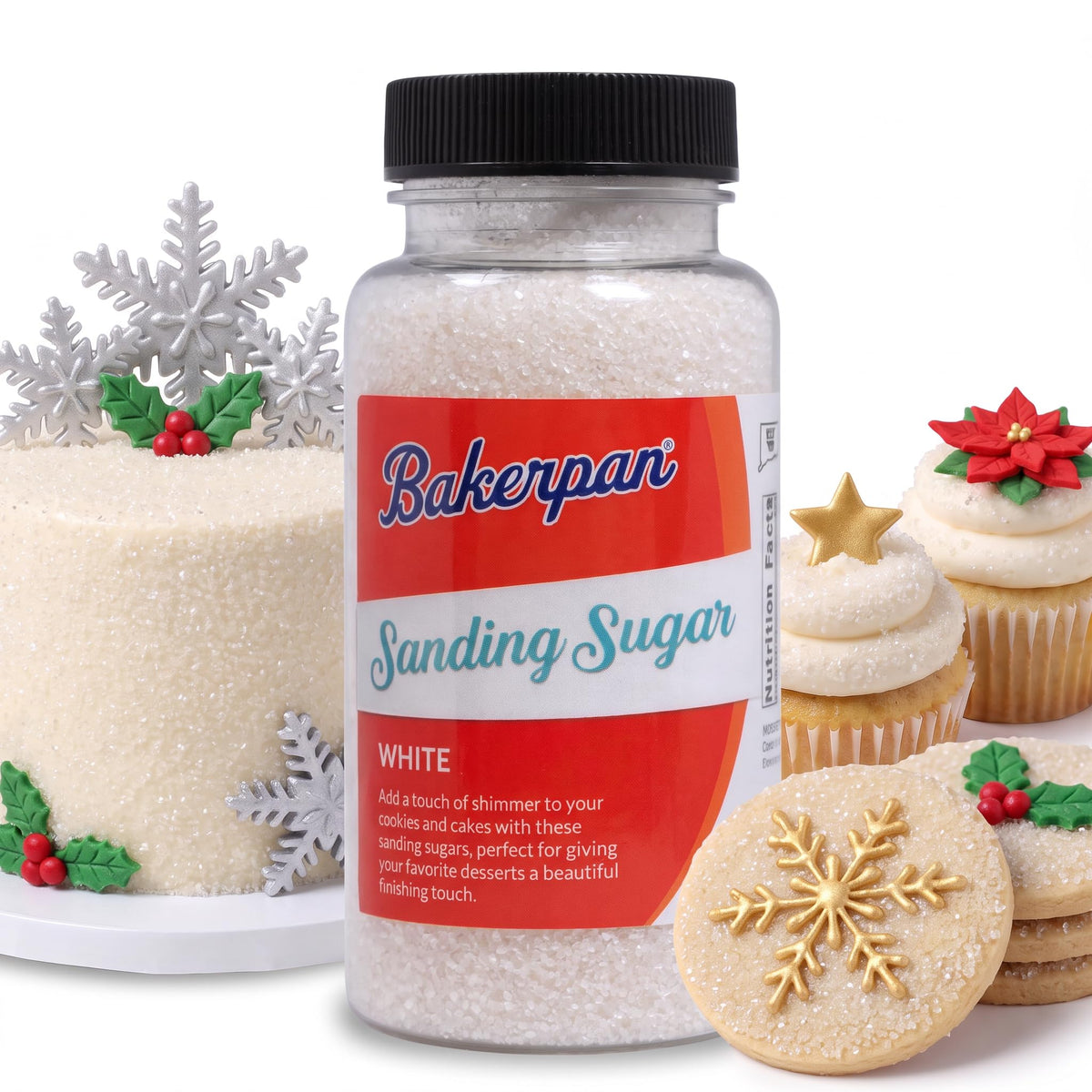 Bakerpan Silver Sanding Sugar for Baking & Cookie Decorating - 5 oz Decorating Sugar Sprinkles for Cookies, Cakes & Cocktails | Kosher, Gluten-Free, Made in USA