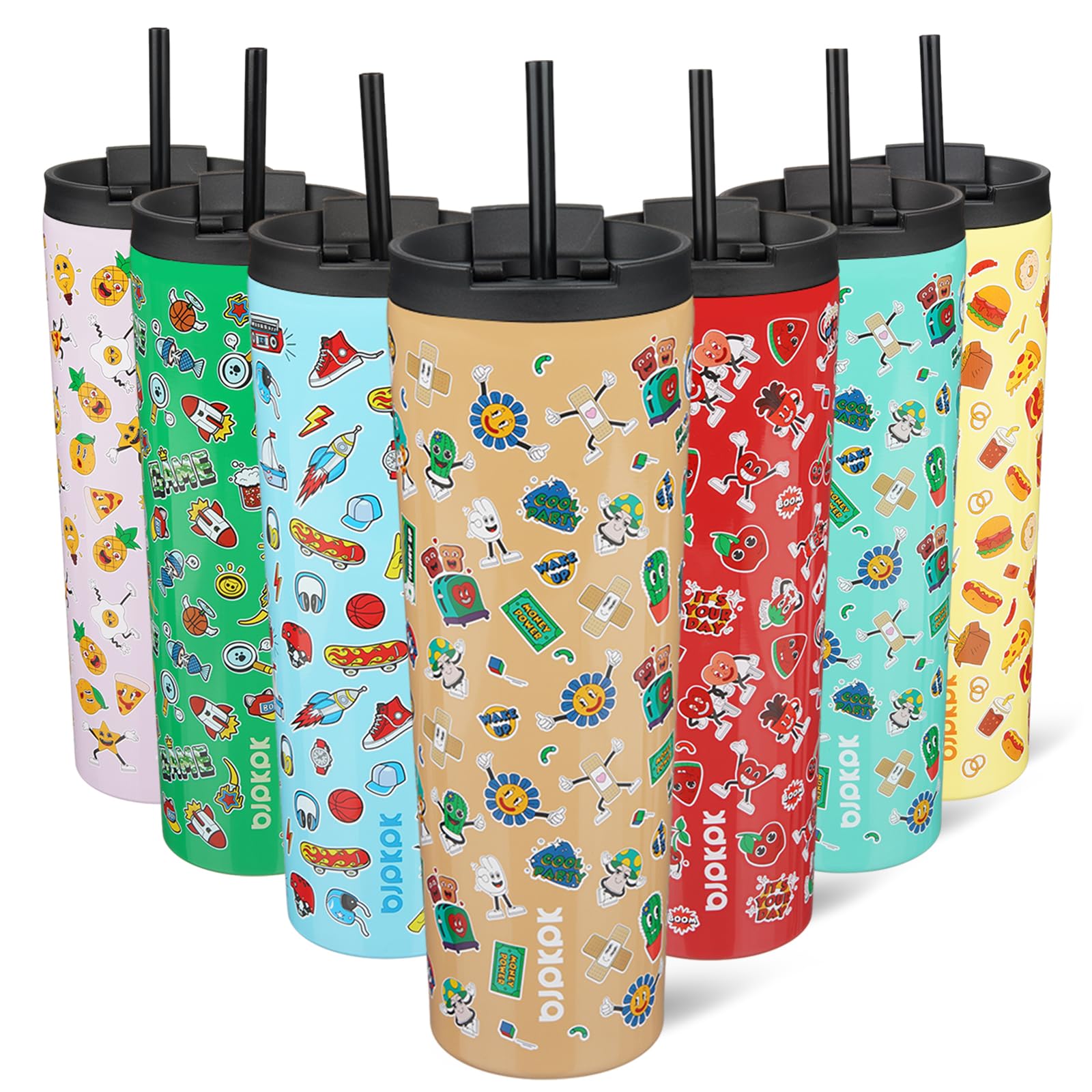 BJPKPK 30 oz Coffee Tumbler with Straw, Insulated Stainless Steel Cup