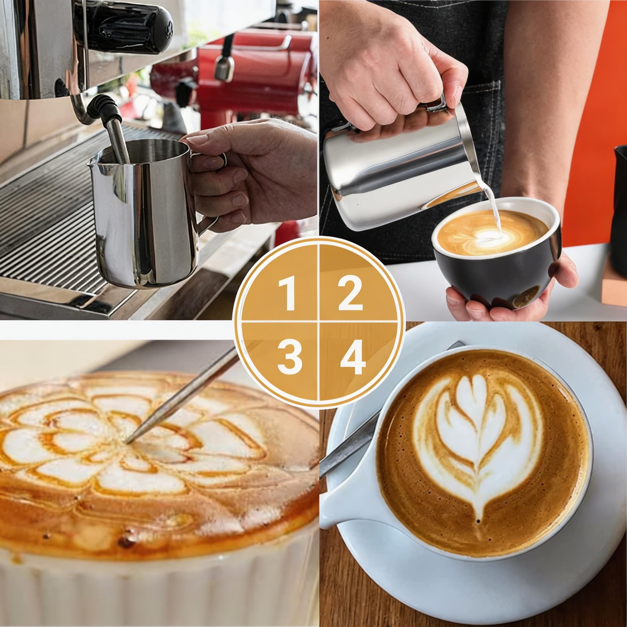 Milk Frothing Pitcher, 350ml/12oz Milk Frother Cup Stainless Steel Jug Steaming Pitcher, Milk Coffee Cappuccino Latte Art Barista Steam Pitchers Milk Jug Cup with Decorating Pen
