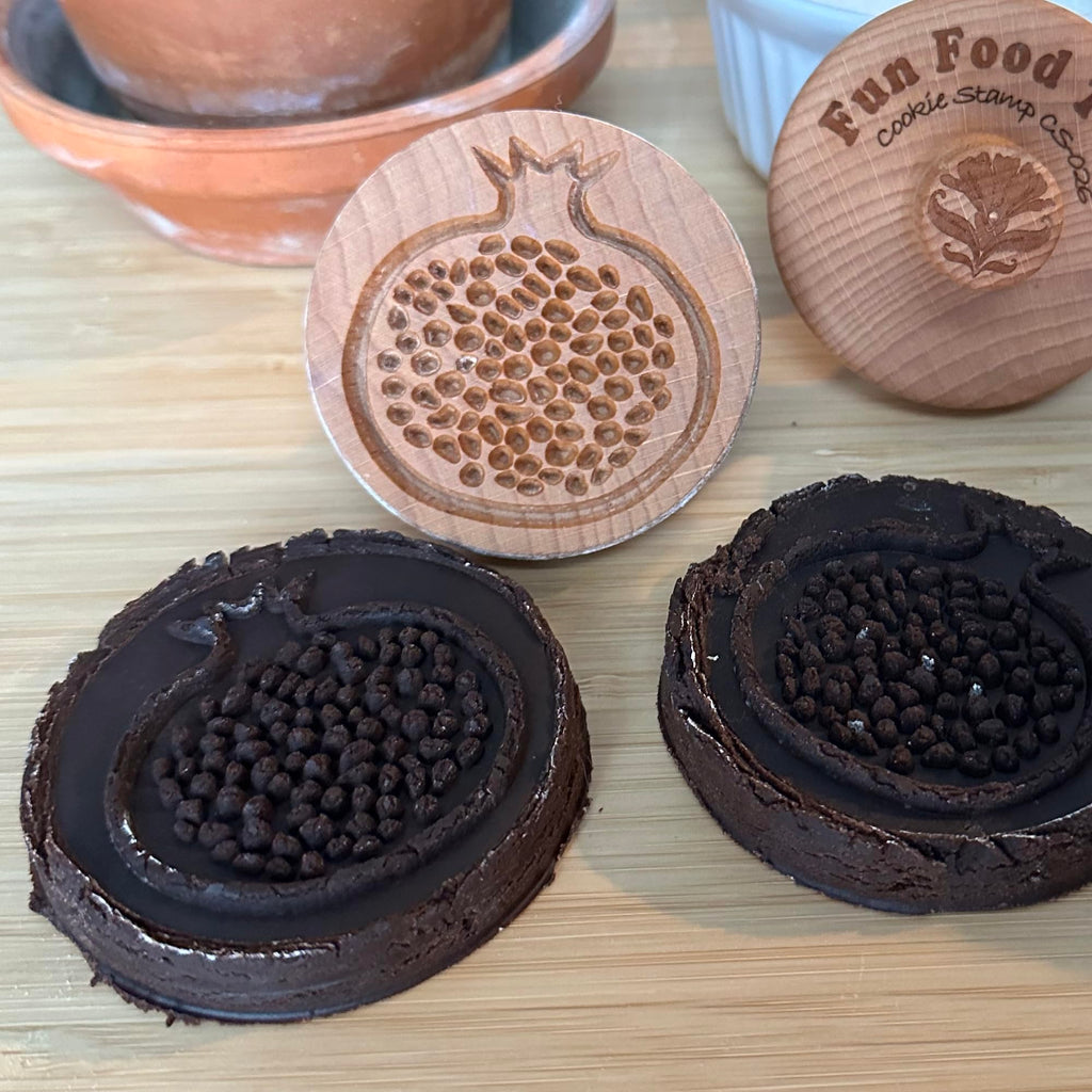 Fun Food Tools, Wood Cookie Stamp, 2.5 Inch (Pomegranate CS-102)