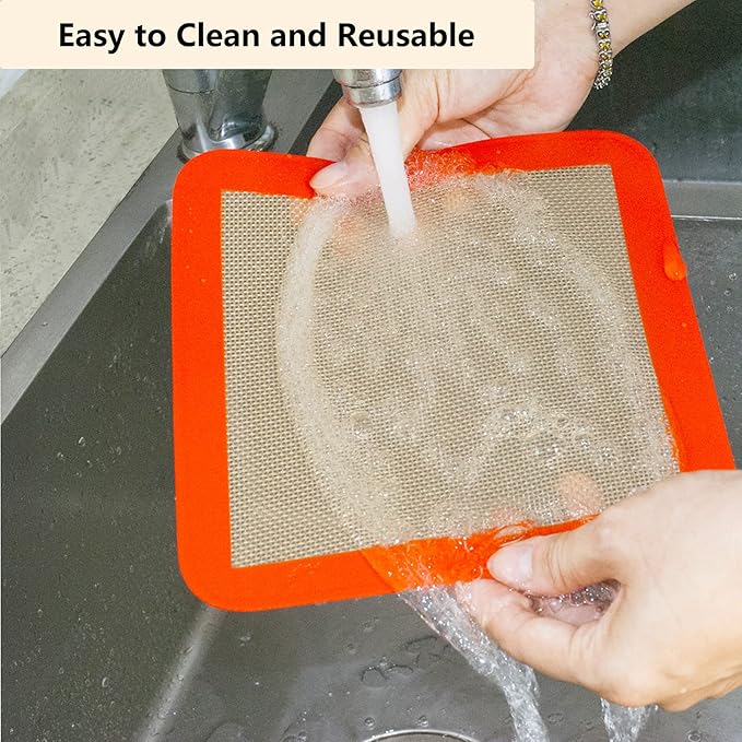 Silicone Baking Mats for 8 inch Square Cake Pan, Non-stick Reusable Cookie Sheet Liner for Baking Pan, Professional Food Grade Oven Liner Sheets Mats for Bread/Toast/Pastry/Cookie/Pie/Pizza 2 PCS 8x8