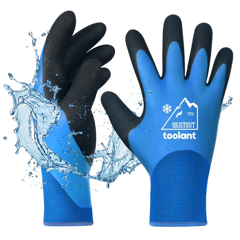 OriStout Waterproof Winter Work Gloves for Men and Women, 1 Pair, Blue, XL