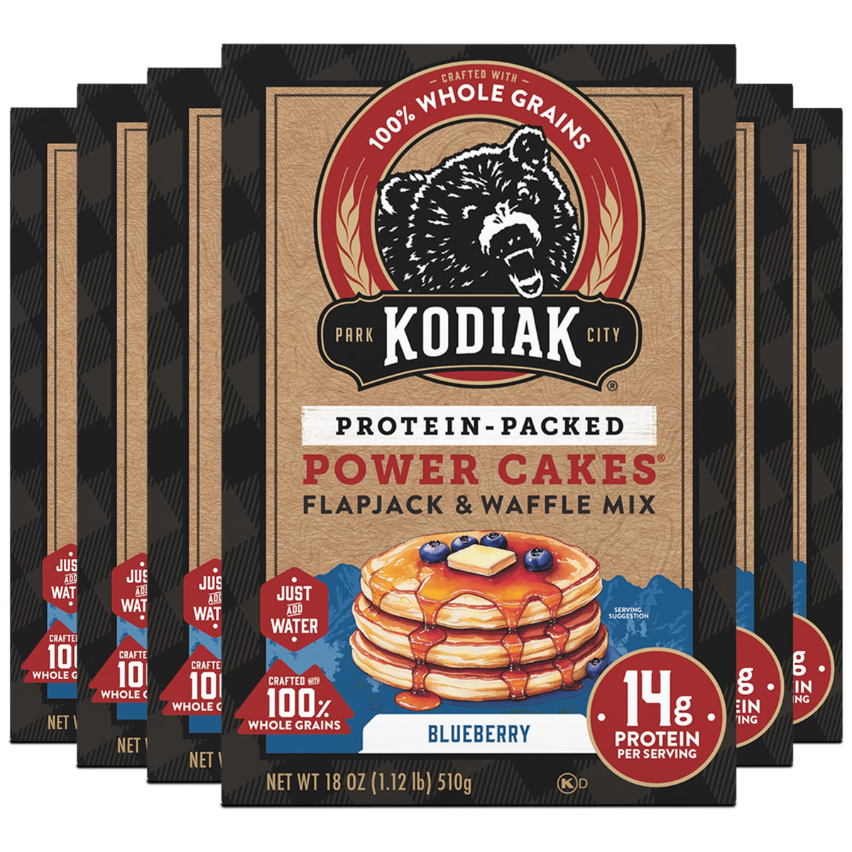 Kodiak Cakes Power Cakes - Protein Pancake Mix & Waffle Mix - 100% Whole Grain- Birthday Cake Flavor (Pack of 6)