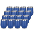 DOMICARE Stainless Steel Wine Tumbler Bulk with Lid, Personalized Insulated Tumblers Set, 12oz Travel Coffee Cups Pack of 16, Dark Blue