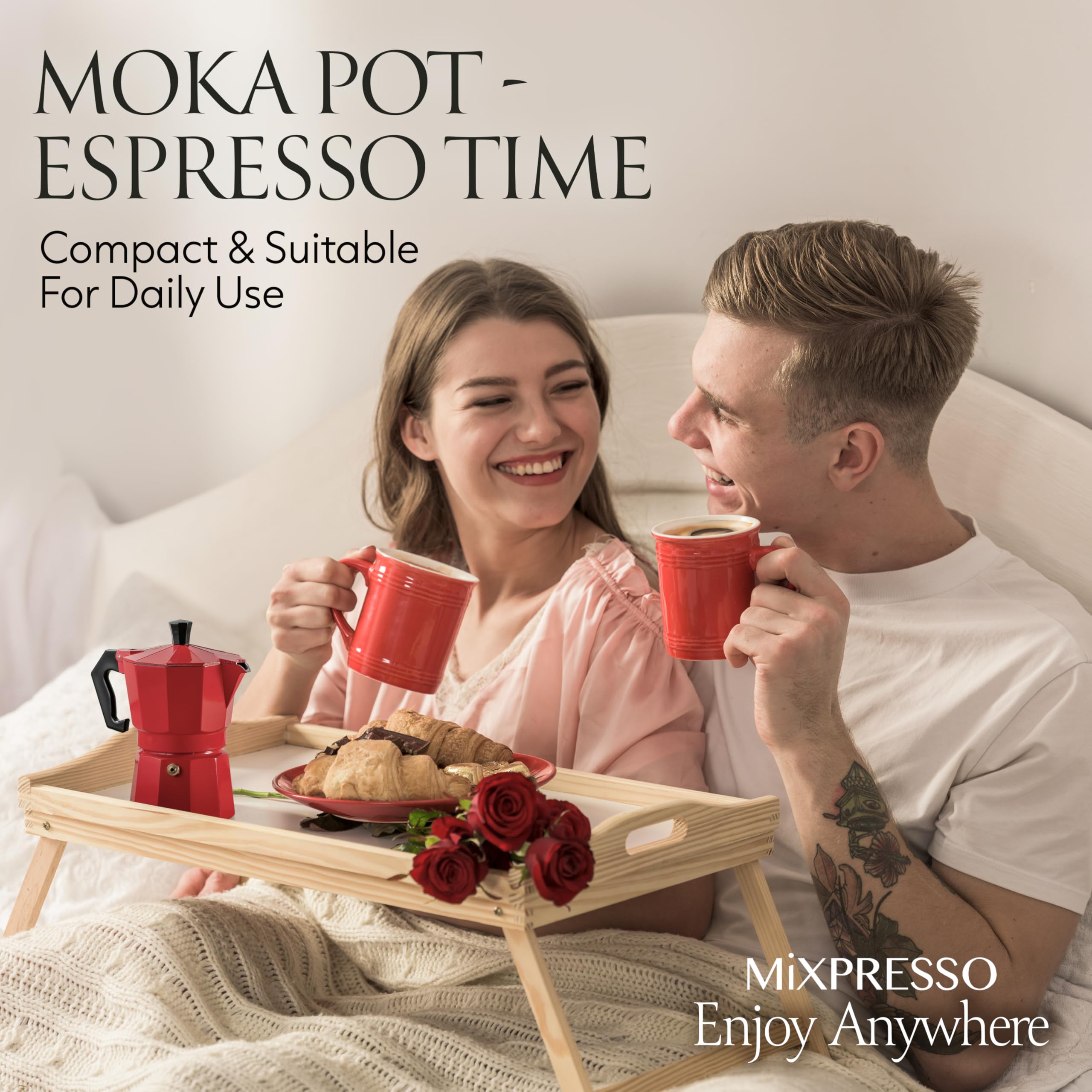 Mixpresso 3 Cup Moka Pot Stovetop Espresso Maker, Italian Cuban Coffee Pot