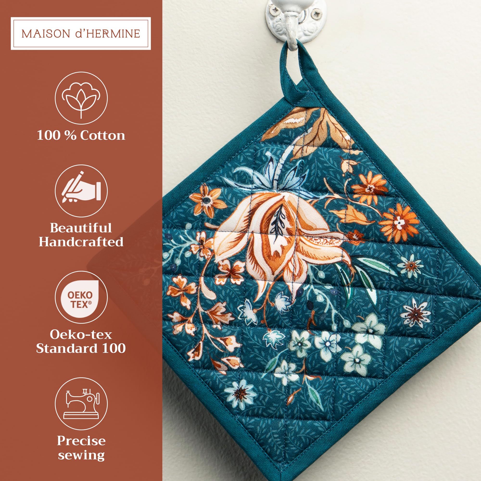 Maison d' Hermine Pot Holders 100% Cotton Potholders (8" x 8", Pack of 2)