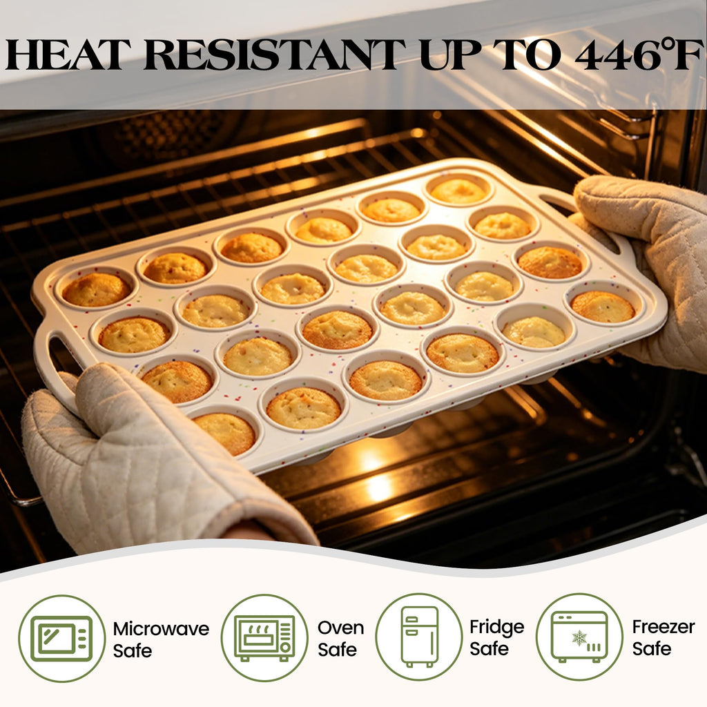 AOTASO Mini Muffin Pan, 24 Cups, Cream