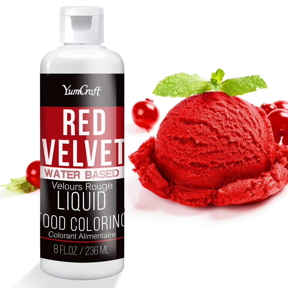 Food Coloring Liquid - Vibrant Color Food Coloring for Cake Decorating, Baking, Easter Egg, Icing - Tasteless Food Color Dye for Fondant, Cooking, Airbrush (Red velvet, 8 Fl.oz)