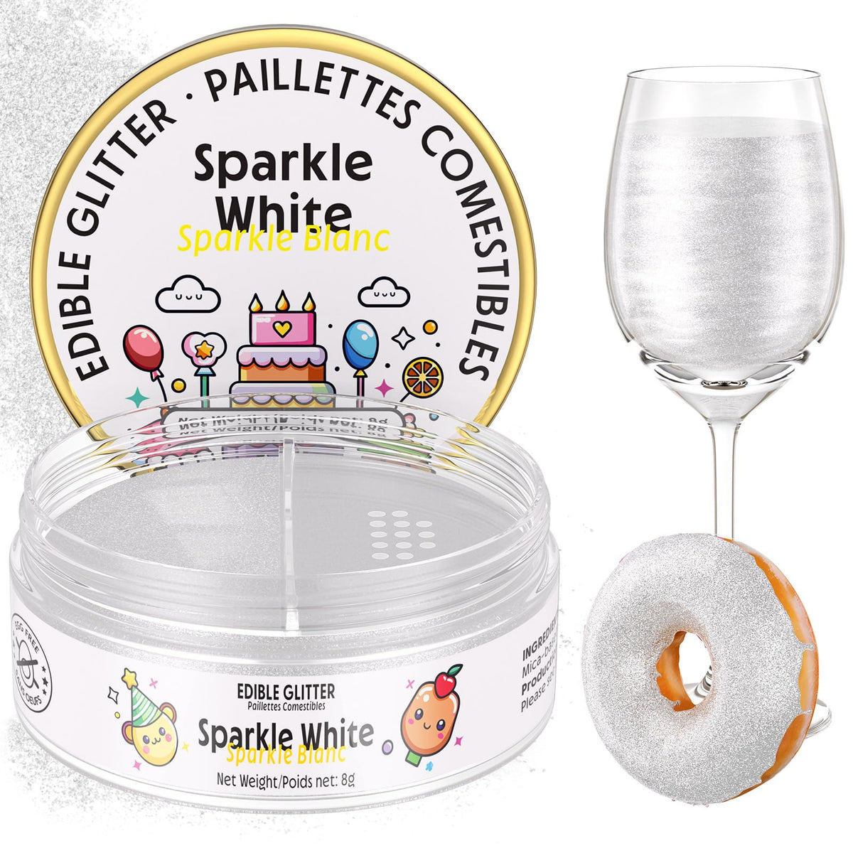 Nomeca Edible Glitter for Drinks Cakes, 8 grams Food Grade Luster Dust Sprinkles Glitter for Cake Decorations, DIY Cocktails, Beverages & Cake Decorating, Dessert Cake Topper (11-Fruit Green)