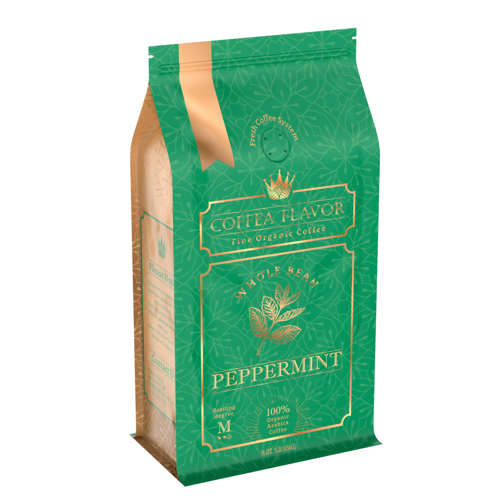 Organic Whole Bean Coffee Medium Roast (16oz) - Peppermint Flavored