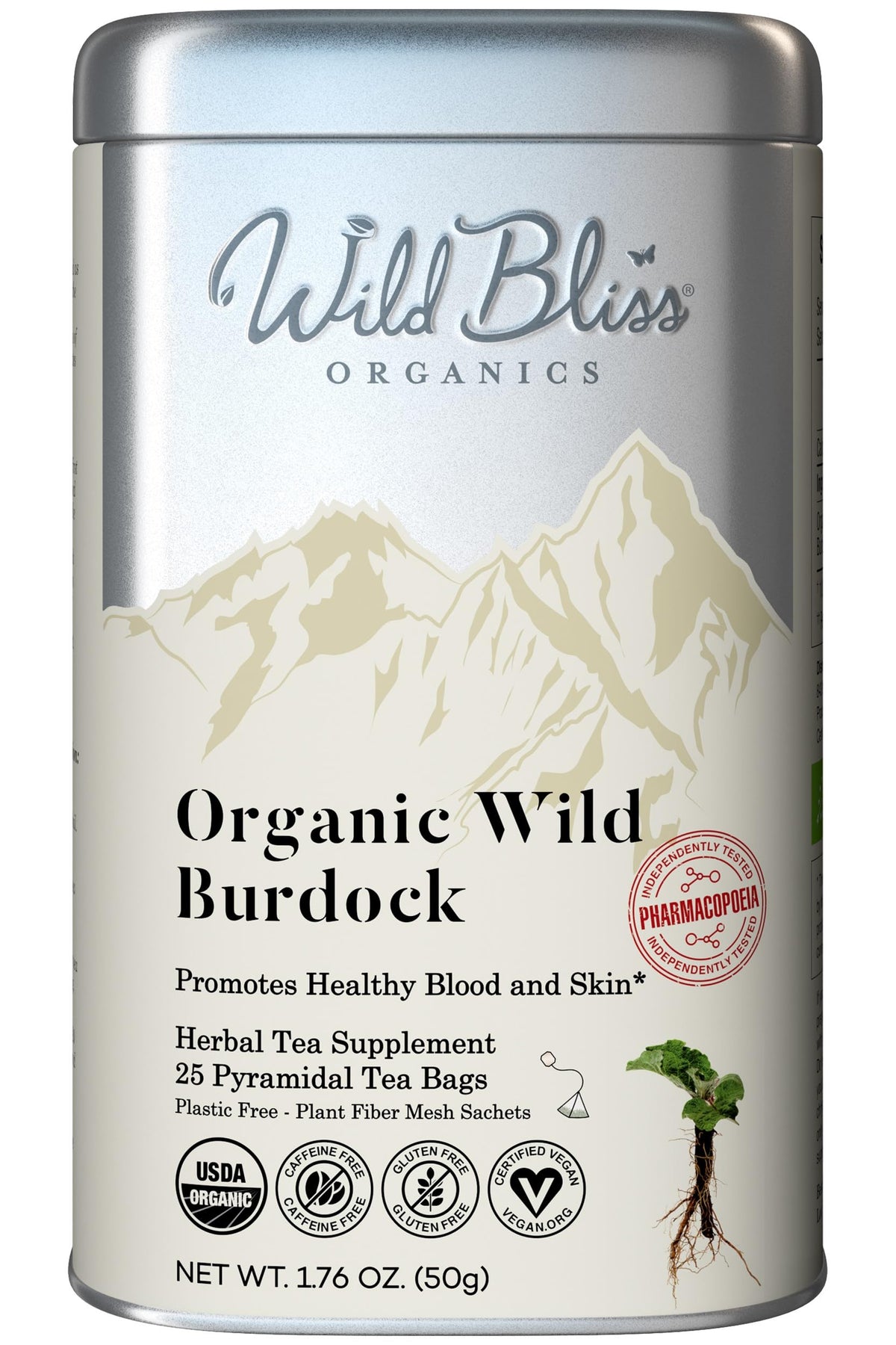 Wild Bliss Organic Chamomile Tea - Caffeine Free Calming Herbal Support - Pharmacopoeia Potency - 20 Plant Based Tea Bags