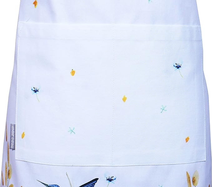 AMOUR INFINI Aprons for Women Adjustable Strap with Waist Ties Apron for Baking, Cooking, Gardening Aprons with Pocket Spring Apron (Wild Meadows- 27.5 x 33 Inches)
